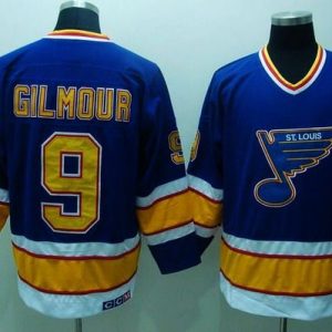 Gorgeous Blues #9 Doug Gilmour Stitched Blue CCM Throwback NHL Jersey to show your team spirit