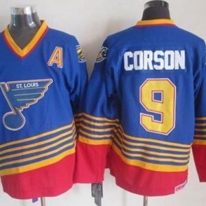Top - notch Blues #9 Shayne Corson Light Blue/Red CCM Throwback Stitched NHL Jersey for ultimate hockey enthusiasts