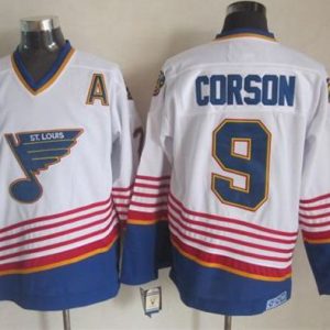 Fantastic Blues #9 Shayne Corson White/Light Blue CCM Throwback Stitched NHL Jersey a must - have for collectors