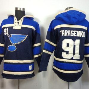 Premium Blues #91 Vladimir Tarasenko Navy Blue Sawyer Hooded Sweatshirt Stitched NHL Jersey to stand out at the stadium