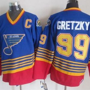 Amazing Blues #99 Wayne Gretzky Light Blue/Red CCM Throwback Stitched NHL Jersey for die - hard fans