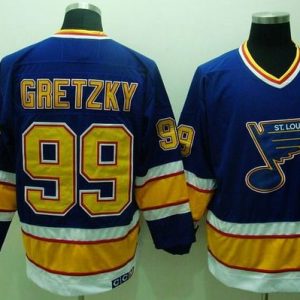 Top - notch Blues #99 Wayne Gretzky Stitched Blue CCM Throwback NHL Jersey perfect for game days