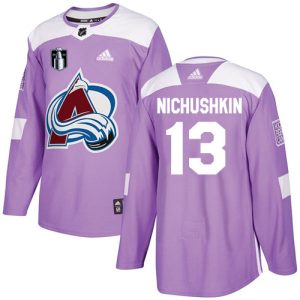 Chic Adidas Avalanche #13 Valeri Nichushkin Purple Youth 2022 Stanley Cup Final Patch Authentic Fights Cancer Stitched NHL Jersey to add to your hockey memorabilia collection