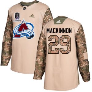 Chic Adidas Avalanche #29 Nathan MacKinnon Camo Authentic 2022 Stanley Cup Champions Veterans Day Stitched NHL Jersey to add to your hockey memorabilia collection