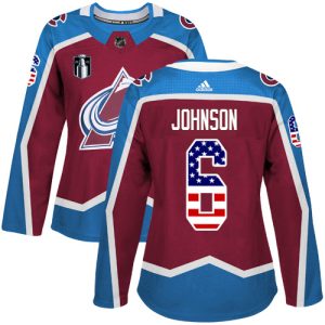 Chic Adidas Avalanche #6 Erik Johnson Burgundy Women's 2022 Stanley Cup Final Patch Home Authentic USA Flag Stitched NHL Jersey to stand out at the stadium