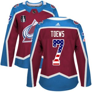 Chic Adidas Avalanche #7 Devon Toews Burgundy Women's 2022 Stanley Cup Final Patch Home Authentic USA Flag Stitched NHL Jersey to show your team love