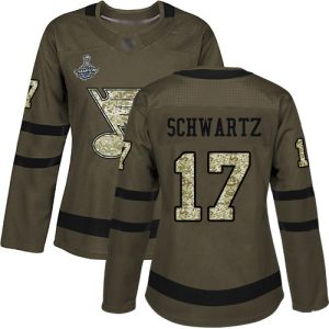 Chic Adidas Blues #17 Jaden Schwartz Green Salute to Service Stanley Cup Champions Women's Stitched NHL Jersey for top   notch game   day wear