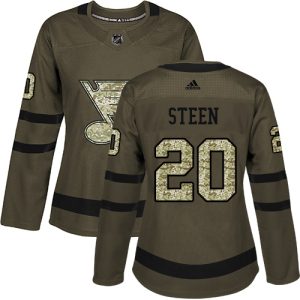 Chic Adidas Blues #20 Alexander Steen Green Salute to Service Women's Stitched NHL Jersey to show your team love