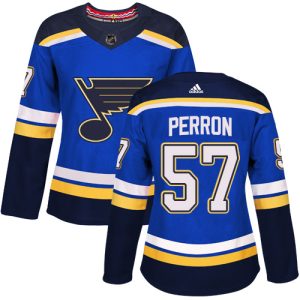 Chic Adidas Blues #57 David Perron Blue Home Authentic Women's Stitched NHL Jersey to support your favorite players