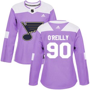 Chic Adidas Blues #90 Ryan O'Reilly Purple Authentic Fights Cancer Women's Stitched NHL Jersey to support your favorite players