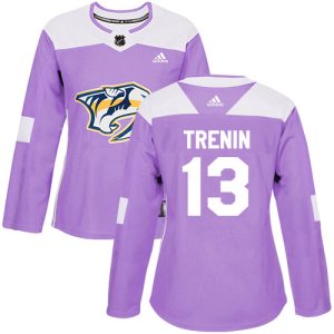 Chic Adidas Predators #13 Yakov Trenin Purple Authentic Fights Cancer Women's Stitched NHL Jersey to add to your hockey memorabilia collection