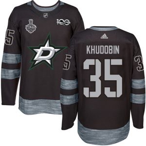 Chic Adidas Stars #35 Anton Khudobin Black 1917 2017 100th Anniversary 2020 Stanley Cup Final Stitched NHL Jersey for true hockey enthusiasts