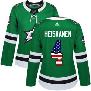 Chic Adidas Stars #4 Miro Heiskanen Green Home Authentic USA Flag Women's Stitched NHL Jersey for die   hard Blackhawks fans