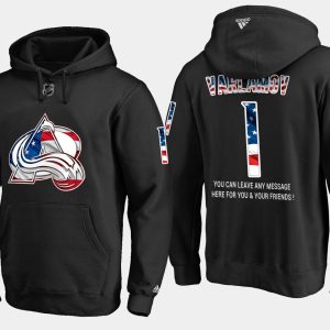 Chic Avalanche #1 Semyon Varlamov NHL Banner Wave Usa Flag Black Hoodie to add to your hockey memorabilia collection