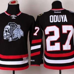 Chic Blackhawks #27 Johnny Oduya Black(White Skull) 2014 Stadium Series Stitched Youth NHL Jersey to add to your hockey memorabilia collection