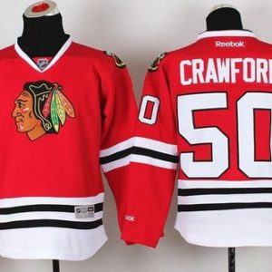 Chic Blackhawks #50 Corey Crawford Red Stitched Youth NHL Jersey for an exciting hockey game