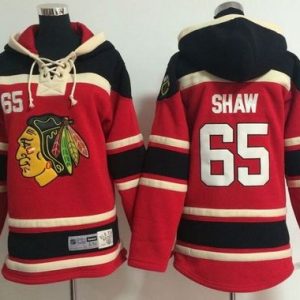 Chic Blackhawks #65 Andrew Shaw Red Sawyer Hooded Sweatshirt Stitched Youth NHL Jersey to show your team love