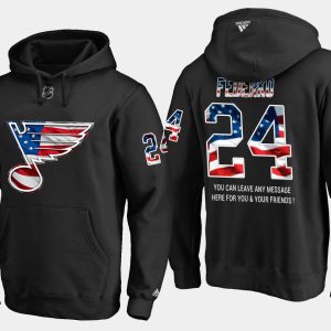 Chic Blues #24 Bernie Federko NHL Banner Wave Usa Flag Black Hoodie to show your team love