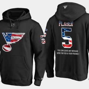 Chic Blues #5 Bob Plager NHL Banner Wave Usa Flag Black Hoodie for a valuable hockey collectible