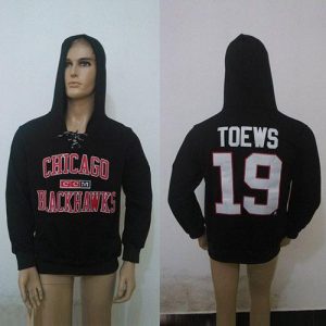 Chic CCM Chicago Blackhawks #19 Jonathan Toews Black Lace Up Hoodie to show your team love