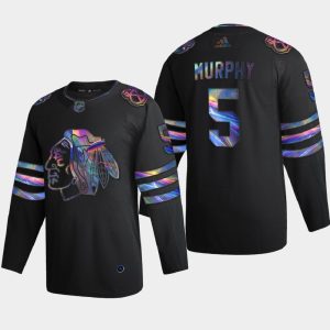 Chic Chicago Blackhawks #5 Connor Murphy Men's Nike Iridescent Holographic Collection NHL Jersey   Black to show your team love