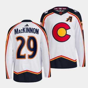 Chic Colorado Avalanche #29 Nathan MacKinnon Men's adidas Reverse Retro 2.0 Authentic Player Jersey   White for an exciting hockey game