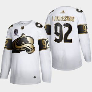 Chic Colorado Avalanche #92 Gabriel Landeskog Men's 2022 Stanley Cup Champions Adidas White Golden Edition Limited Stitched NHL Jersey for an exciting hockey game