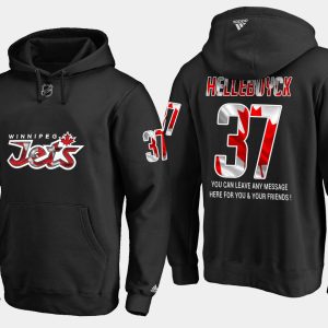 Chic Jets #37 Connor Hellebuyck NHL Banner Wave Usa Flag Black Hoodie to show your team love