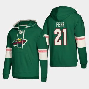 Chic Minnesota Wild #21 Eric Fehr Green adidas Lace Up Pullover Hoodie for a valuable hockey collectible