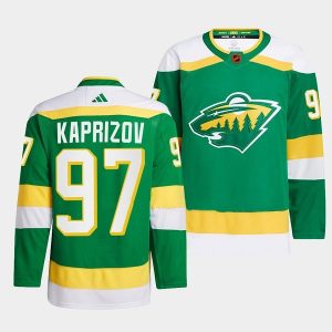 Chic Minnesota Wild #97 Kirill Kaprizov Men's adidas Reverse Retro 2.0 Authentic Player Jersey   Green for true hockey enthusiasts