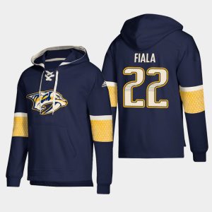 Chic Nashville Predators #22 Kevin Fiala Navy adidas Lace Up Pullover Hoodie for die   hard Blackhawks fans