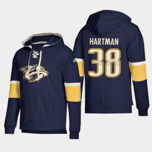 Chic Nashville Predators #38 Ryan Hartman Navy adidas Lace Up Pullover Hoodie for top   notch game   day wear