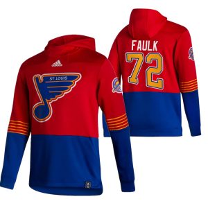 Chic St. Louis Blues #72 Justin Faulk Adidas Reverse Retro Pullover Hoodie Red to support your favorite players
