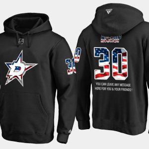 Chic Stars #30 Ben Bishop NHL Banner Wave Usa Flag Black Hoodie for die   hard Blackhawks fans