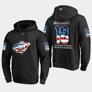 Chic Wild #18 Jordan Greenway NHL Banner Wave Usa Flag Black Hoodie to show your team love