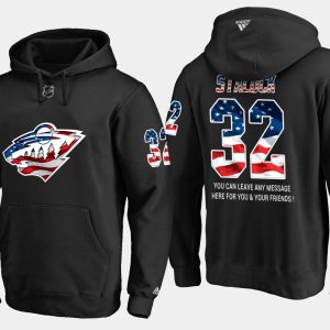 Chic Wild #32 Alex Stalock NHL Banner Wave Usa Flag Black Hoodie for top   notch game   day wear