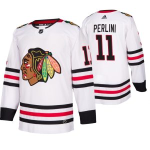 Stylish Chicago Blackhawks #11 Brendan Perlini 2019 20 Away Authentic Player White NHL Jersey to elevate your fan gear collection