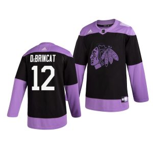 Gorgeous Chicago Blackhawks #12 Alex Debrincat Adidas Men's Hockey Fights Cancer Practice NHL Jersey Black for ultimate hockey enthusiasts
