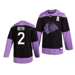 Cool Chicago Blackhawks #2 Duncan Keith Adidas Men's Hockey Fights Cancer Practice NHL Jersey Black perfect for game days