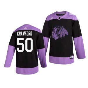 Chic Chicago Blackhawks #50 Corey Crawford Adidas Men's Hockey Fights Cancer Practice NHL Jersey Black to show your team spirit