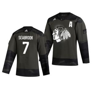 Fantastic Chicago Blackhawks #7 Brent Seabrook Adidas 2019 Veterans Day Men's Authentic Practice NHL Jersey Camo for ultimate hockey enthusiasts