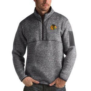 Fantastic Chicago Blackhawks Antigua Fortune Quarter Zip Pullover Jacket Black to stand out at the stadium