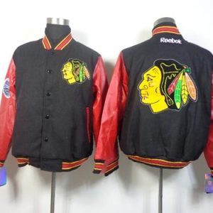 Stunning Chicago Blackhawks Satin Button Up Black NHL Jacket for ultimate hockey enthusiasts