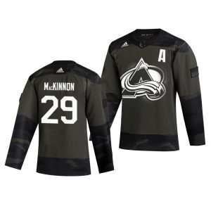 Amazing Colorado Avalanche #29 Nathan MacKinnon Adidas 2019 Veterans Day Men's Authentic Practice NHL Jersey Camo a must - have for collectors
