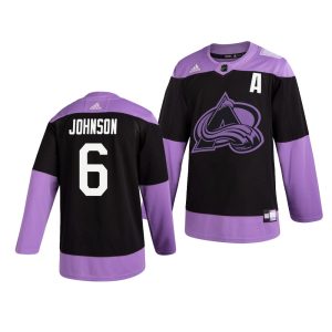 Top - notch Colorado Avalanche #6 Erik Johnson Adidas Men's Hockey Fights Cancer Practice NHL Jersey Black perfect for game days