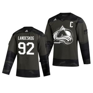Cool Colorado Avalanche #92 Gabriel Landeskog Adidas 2019 Veterans Day Men's Authentic Practice NHL Jersey Camo for die - hard fans