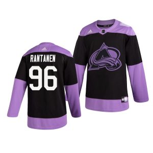 Top - notch Colorado Avalanche #96 Mikko Rantanen Adidas Men's Hockey Fights Cancer Practice NHL Jersey Black to show your team spirit
