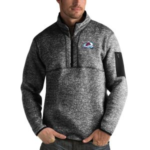 Cool Colorado Avalanche Antigua Fortune Quarter Zip Pullover Jacket Charcoal to show your team spirit