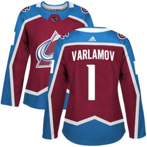 Elegant Adidas Avalanche #1 Semyon Varlamov Burgundy Home Authentic Women's Stitched NHL Jersey for top   notch game   day wear