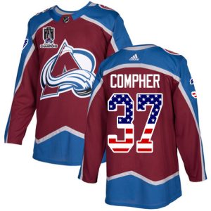 Elegant Adidas Avalanche #37 J.T. Compher Burgundy Youth 2022 Stanley Cup Champions Home Authentic USA Flag Stitched NHL Jersey to add to your hockey memorabilia collection